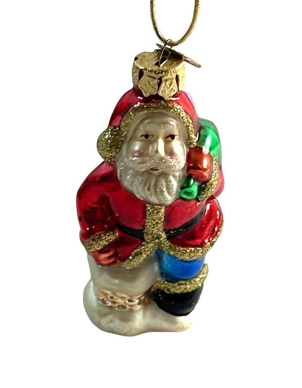 Thomas Pacconi Classics Santa in Chimney Blown Glass Christmas Ornament 4”